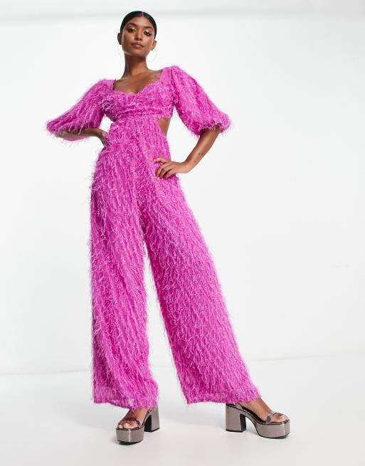 Fringe cheap jumpsuit pink