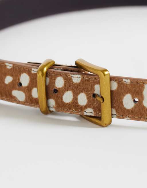 ASOS DEISGN hair-on leather belt with square buckle in deer print, 3 of 3