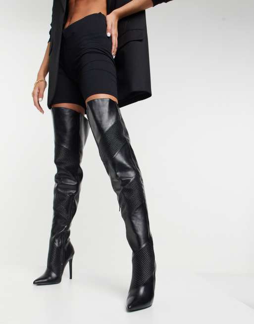 ASOS DEISGN Kara padded over the knee boots in black