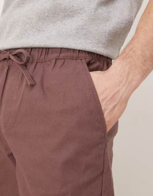 Asos Design Asos Deisgn Linen Mix Slim Pants With Elastic Waist