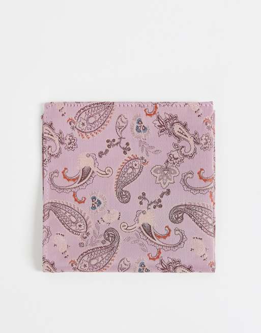 ASOS DEISGN pocket square with paisley design in pink - LPINK