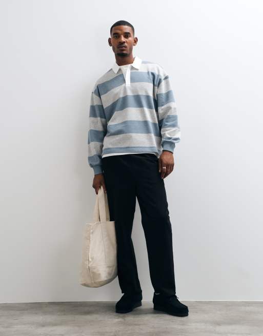 ASOS DEISGN - polo de rugby extragrande gris jaspeado, 2 de 5