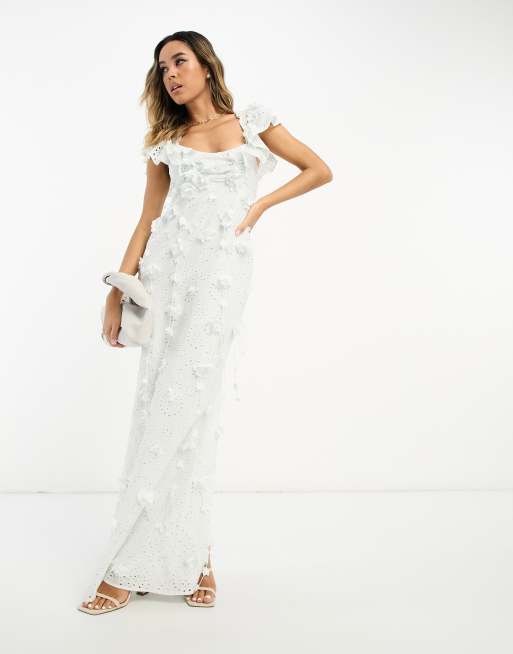 Asos long cheap white dress