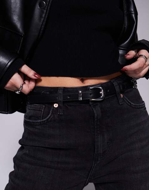 ASOS DEISGN skinny jeans belt with western look hardware in black - view 1