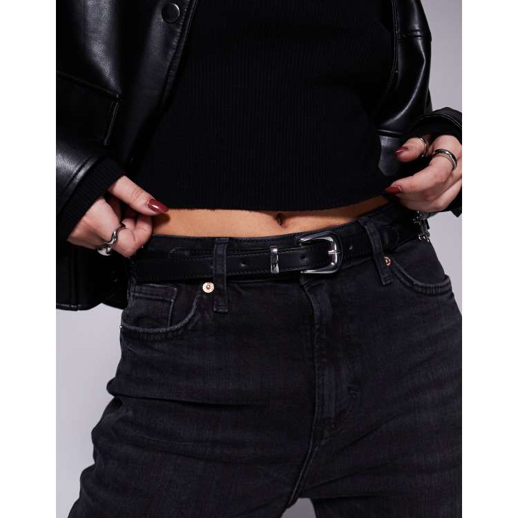 BELT SKINNY WAIST BLACK LEATHER MESH WHITING DAVIS LOOK S FIT 35.5”L Whiting & Davis Women main image 4