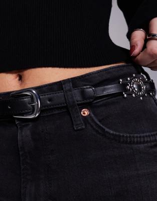 Asos Design Asos Deisgn Skinny Jeans Belt With Western Look Hardware In Black