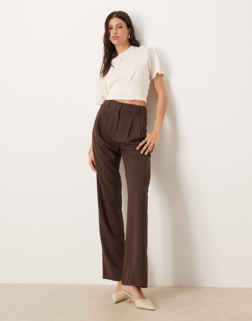 ASOS DEISGN Tall tailored relaxed flare pants in chocolate