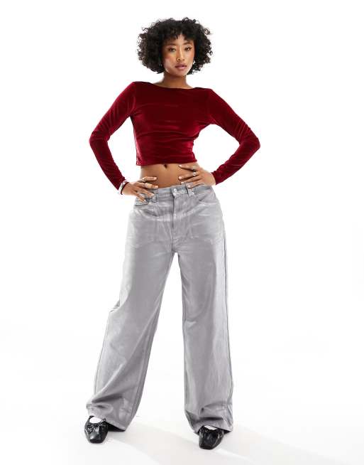 Wine Velvet Top With Ankle Length Pant