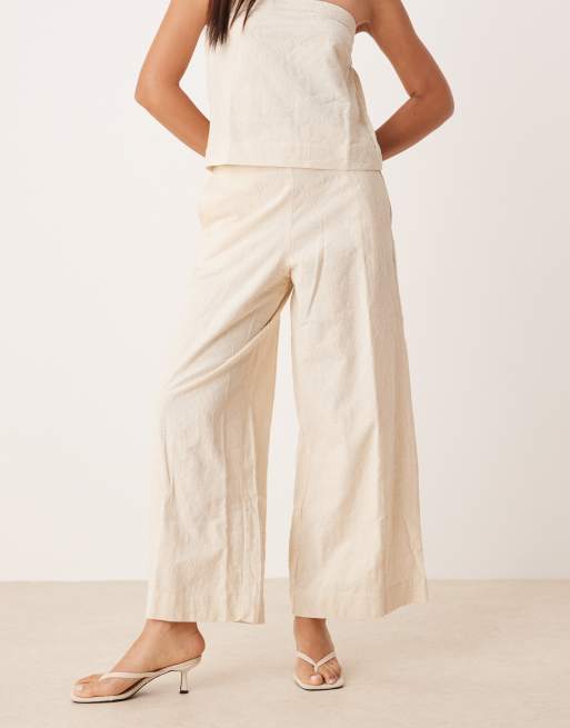 ASOS DEISIGN eyelet detailing pants in cream - part of a set, 2 of 5