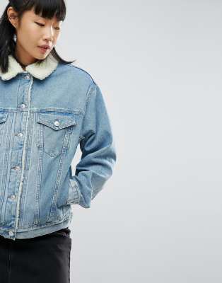 asos borg denim jacket