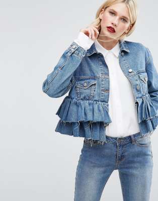 ruffled denim jacket