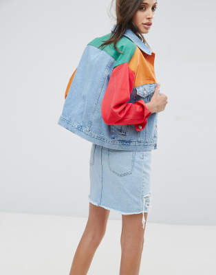 asos colour block denim jacket