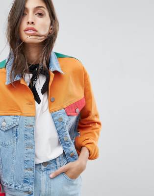 color block denim jacket