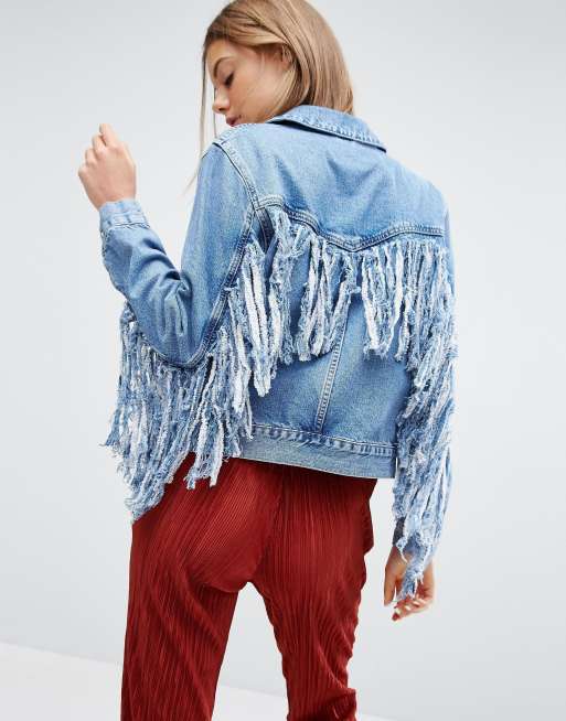 Fringe blue jean clearance jacket