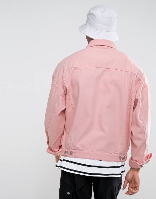 ASOS Denim Jacket In Oversized Fit In Pink