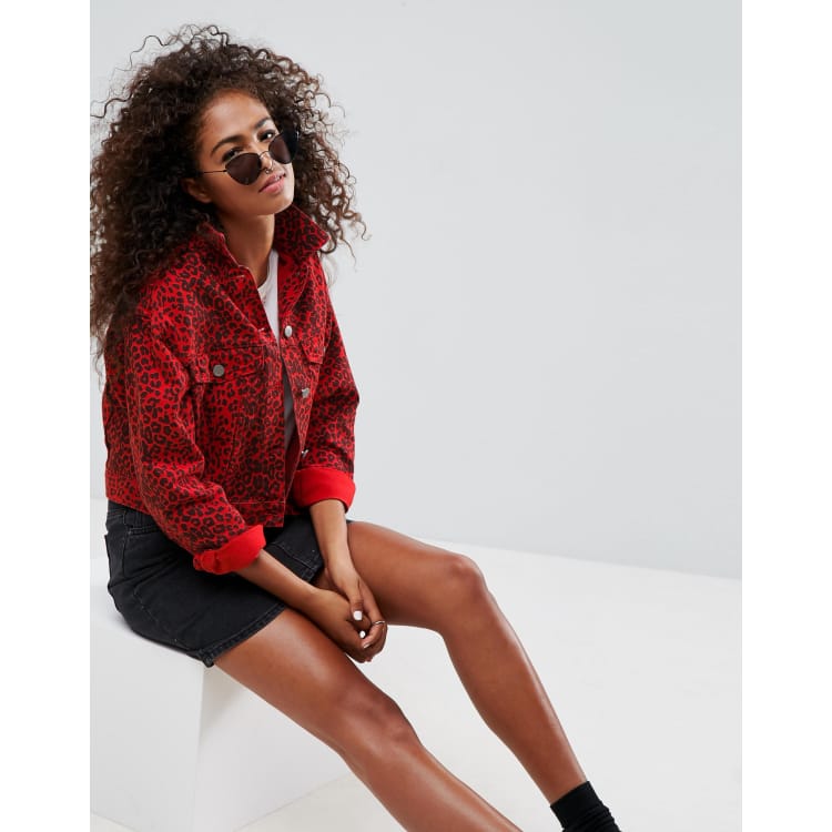 Asos red sales denim jacket