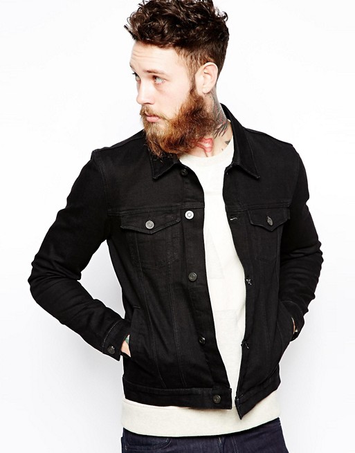 Slim Fit Black Denim Jacket | Varsity Apparel Jackets