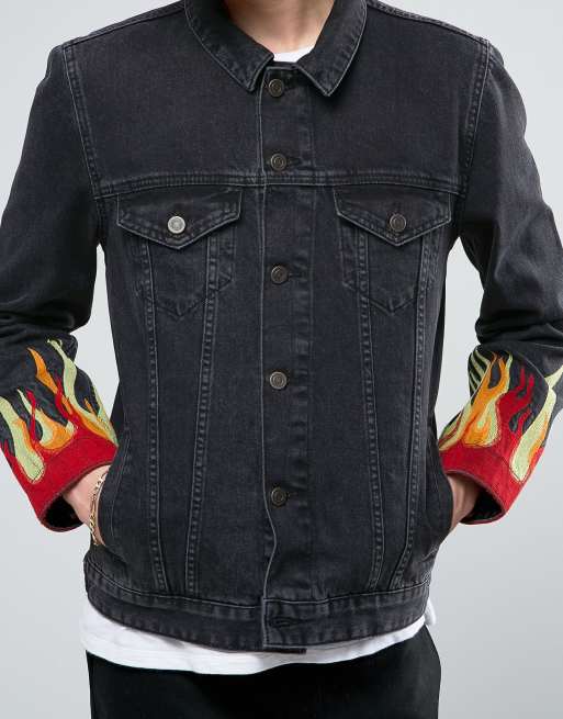 Flame hot sale jean jacket