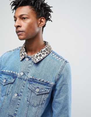 leopard print denim jacket mens