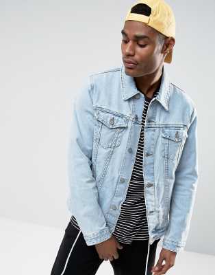 light wash denim jacket ripped