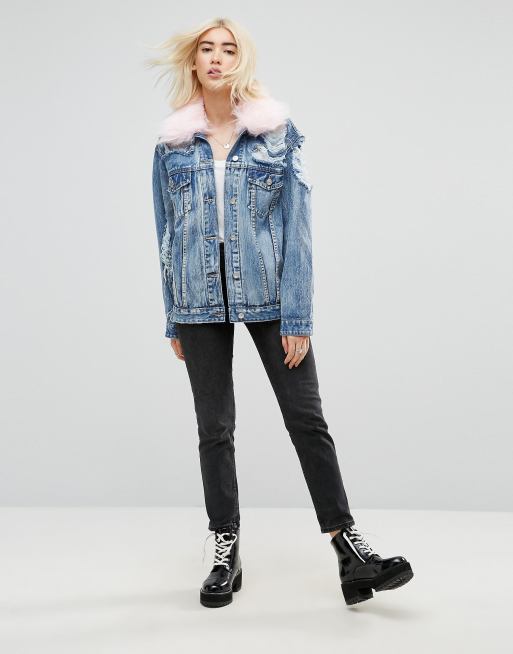 Asos denim on sale jacket with fur