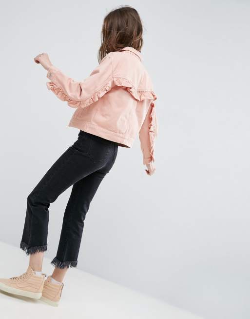 Asos pink denim outlet jacket