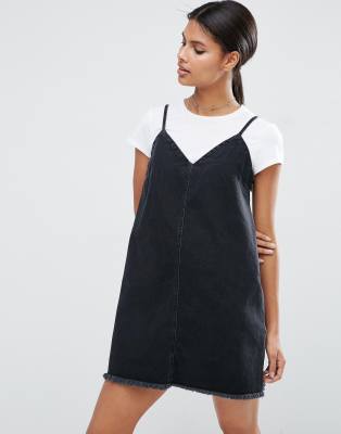 asos black denim dress