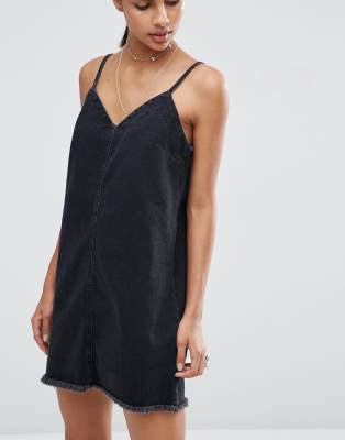 asos black denim dress