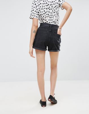 mom jean shorts black