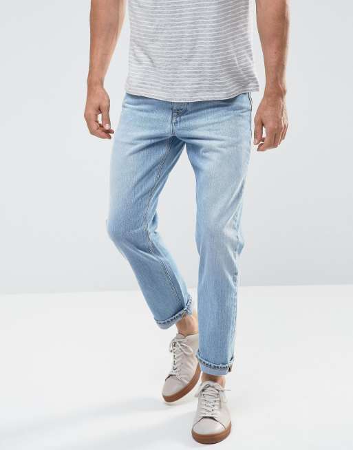 Blue light wash jeans sales