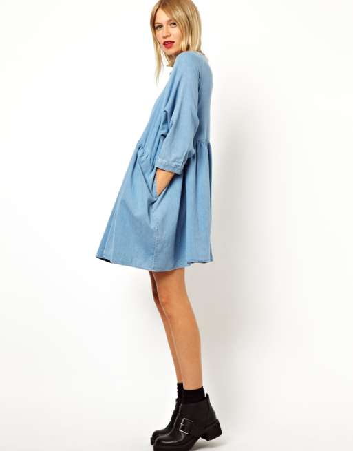 Asos denim 2025 smock dress