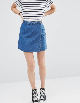 wrap around jean skirt