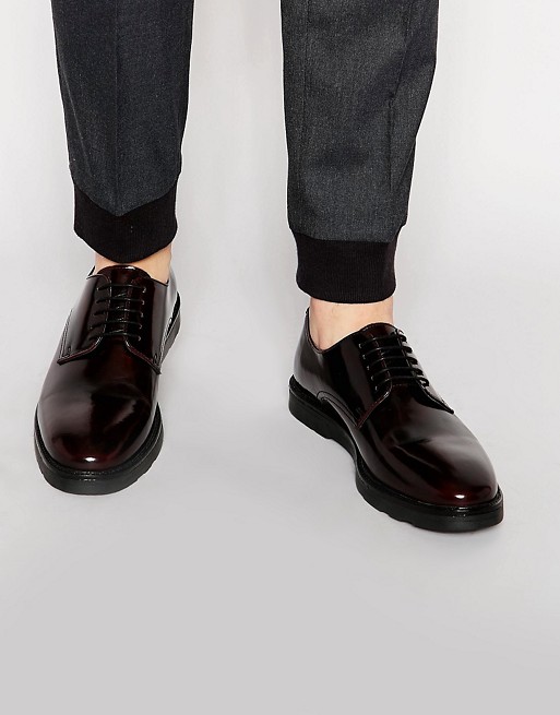 ASOS Derby Shoes in Burgundy Leather