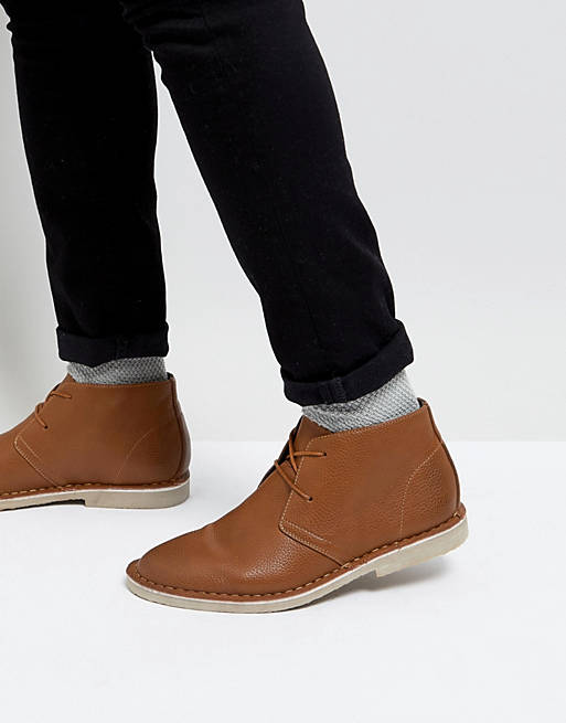 ASOS Desert Boots In Tan Faux Leather