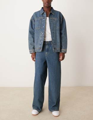 ASOS DESGIGN super baggy jeans in mid wash blue - part of a set