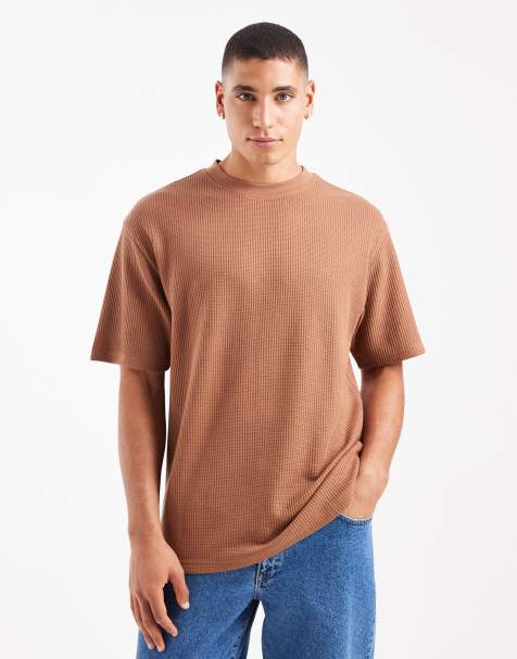 ASOS DESGIN - Brun afslappet T-shirt i kraftigt vaffelstof - view 1