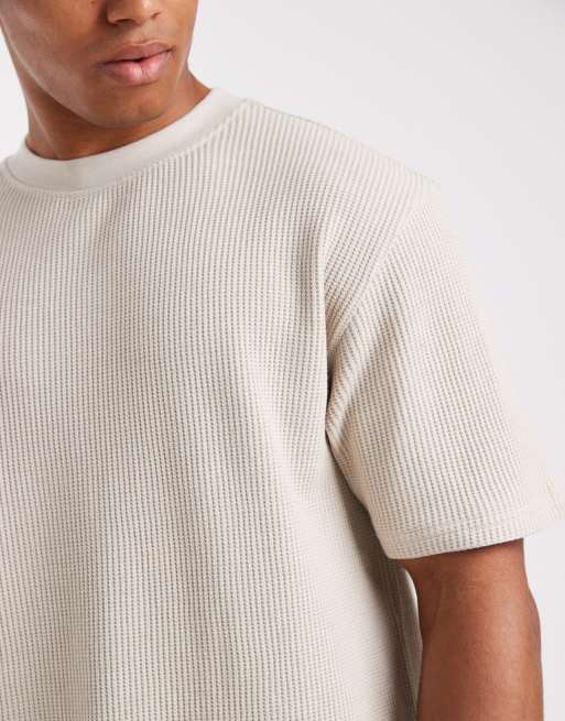 ASOS DESGIN heavyweight relaxed t-shirt in beige waffle