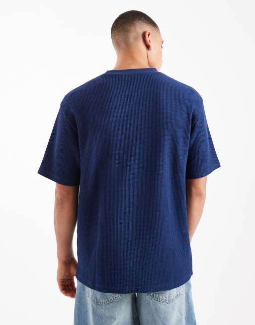 ASOS DESGIN heavyweight relaxed t-shirt in navy waffle | ASOS