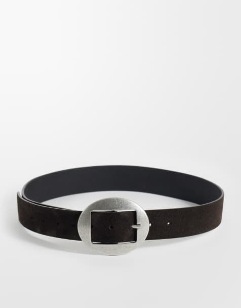 ASOS DESGN ceinture en daim à boucle arrondie couleur chocolat - view 1