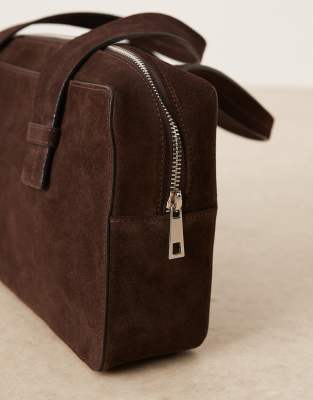 Asos Design Asos Desgn Slim Suede Bowler Bag