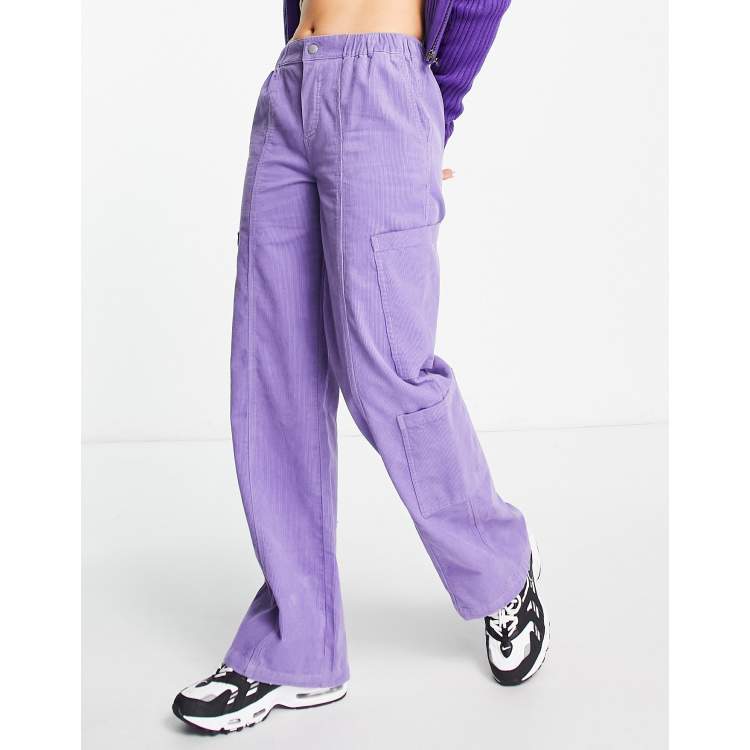 Straight Leg Cargo Pants With Bungee Cord Ties - Purple – SHOSHO