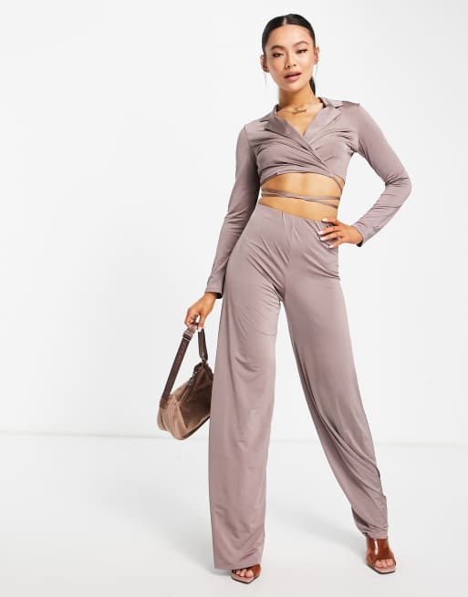 ASOS DESIGN co-ord satin wide leg pants