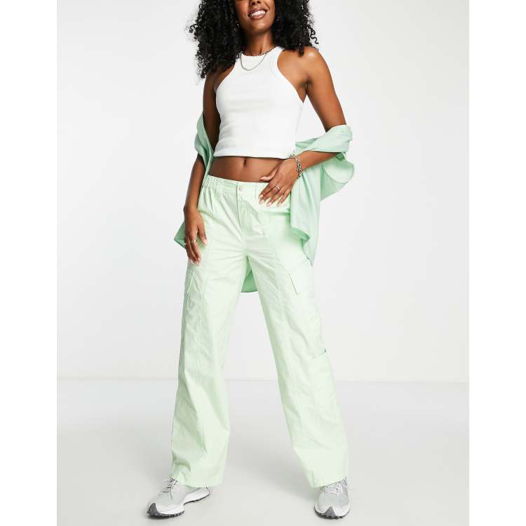 ASOS DESIGN 00's low rise cargo pants in bright lime