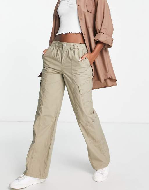 Khaki Low Rise Cargo Pants