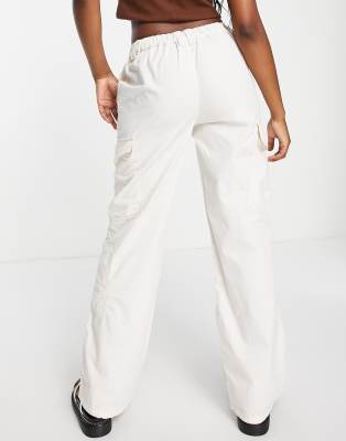 ASOS DESIGN 00's low rise cargo trousers in oatmeal