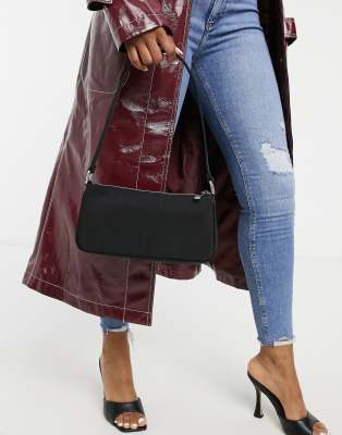 ASOS DESIGN SLIM 90S SHOULDER BAG IN BLACK NYLON,1887337BK1