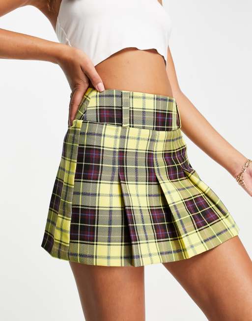 ASOS DESIGN 00s ultra mini skirt with deep waistband in pop check