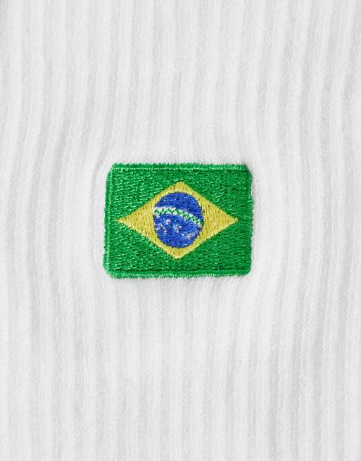 ASOS DESIGN – 1 Paar Socken mit aufgestickter Brasilien-Flagge in verschiedenen Farben, 2 von 3