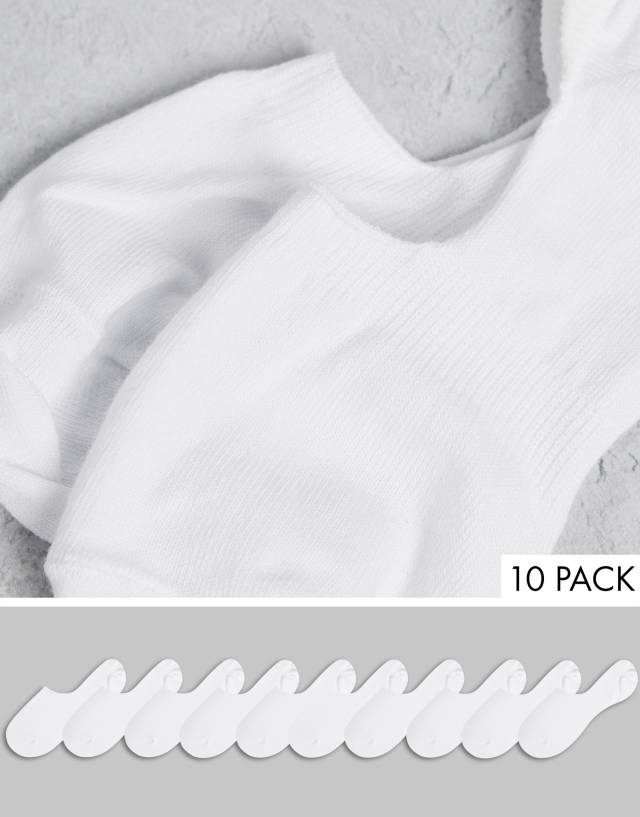 ASOS DESIGN - 10 pack invisible liner sock in white