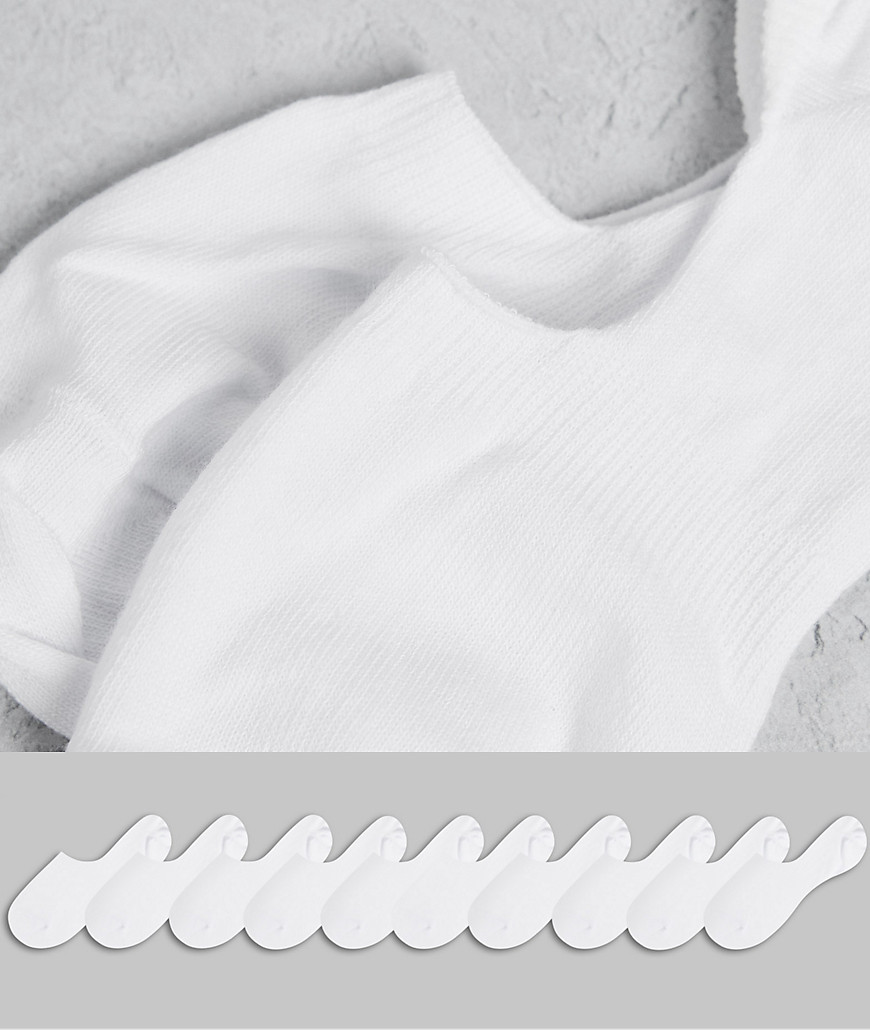ASOS DESIGN 10-pack no-show socks in white - Save-Multi
